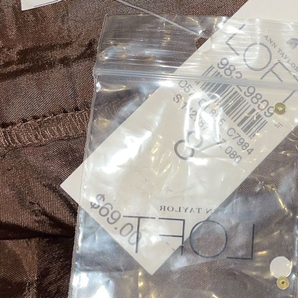 NWT Ann Taylor brown pleated a-line skirt w embroidered waist size 8 - Picture 7 of 8